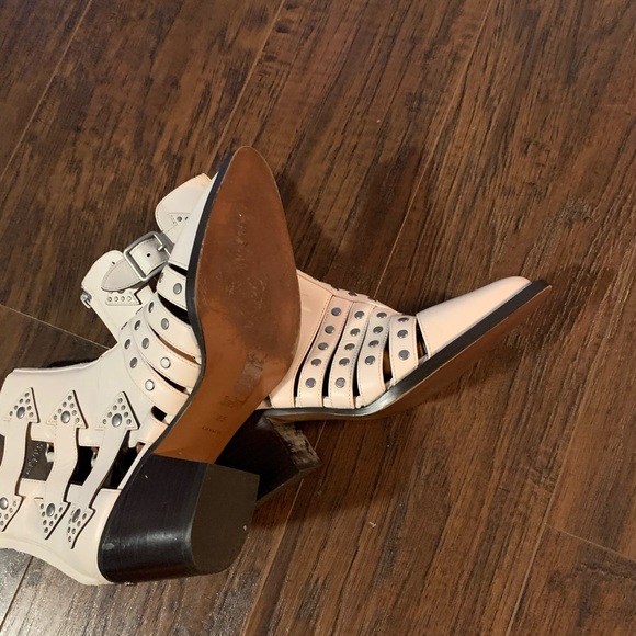 Cream Coach Leather Studded Boots - Picture 5 of 9